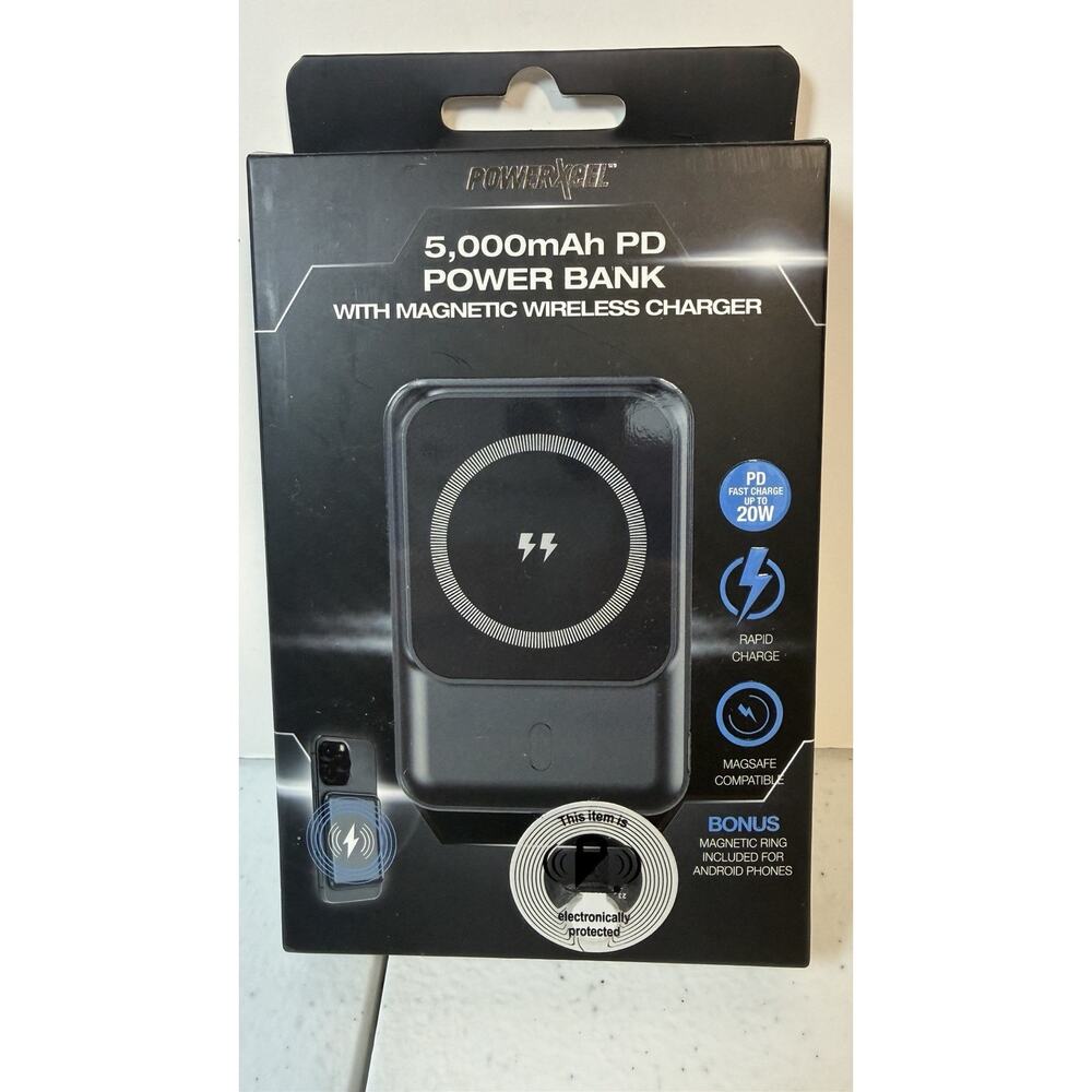 PowerXcel 5000mAh PD Power Bank With Magnetic Wireless Charger New Sealed